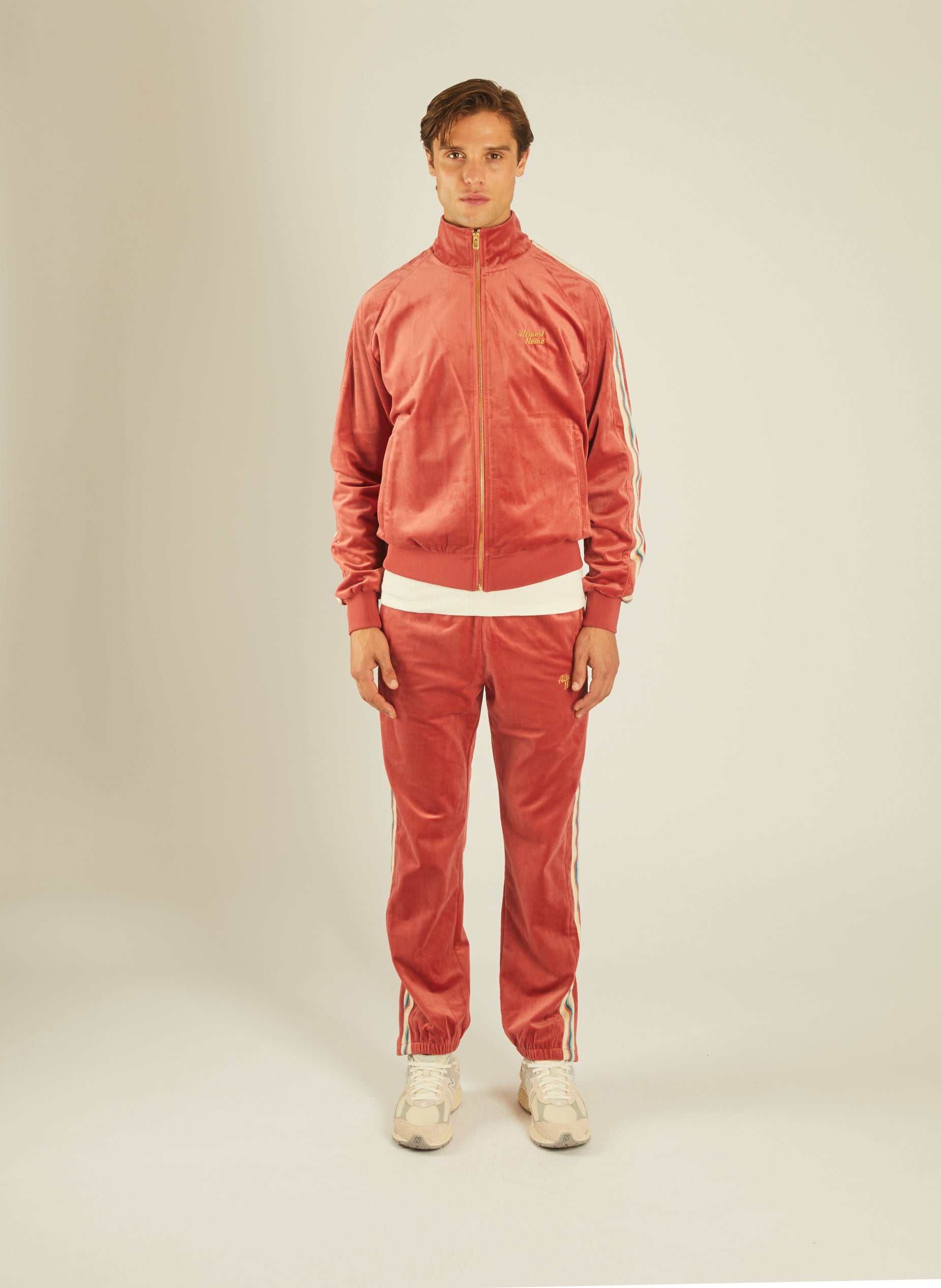 Velour Zipper Coral