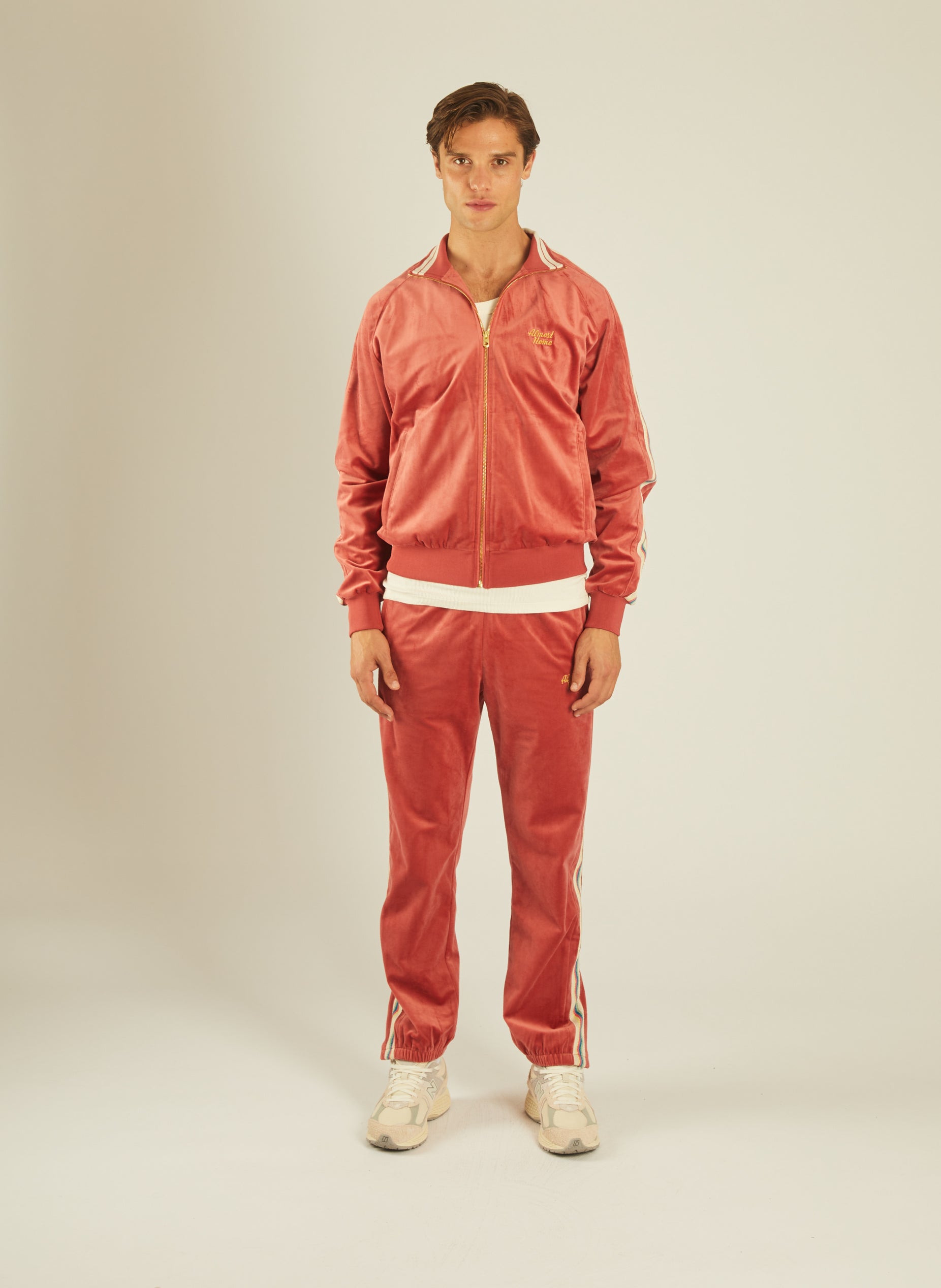 Velour Zipper Coral