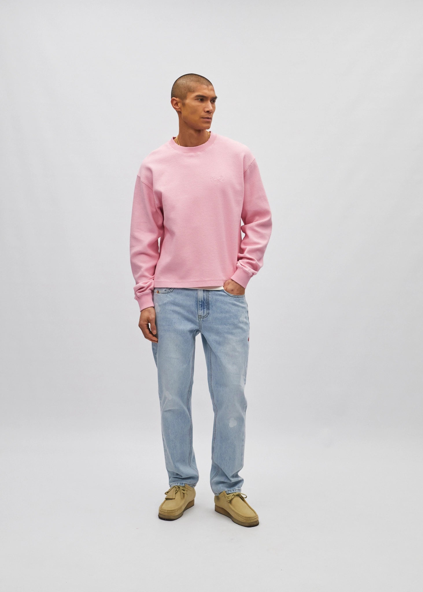 Cropped Waffle Long Sleeve