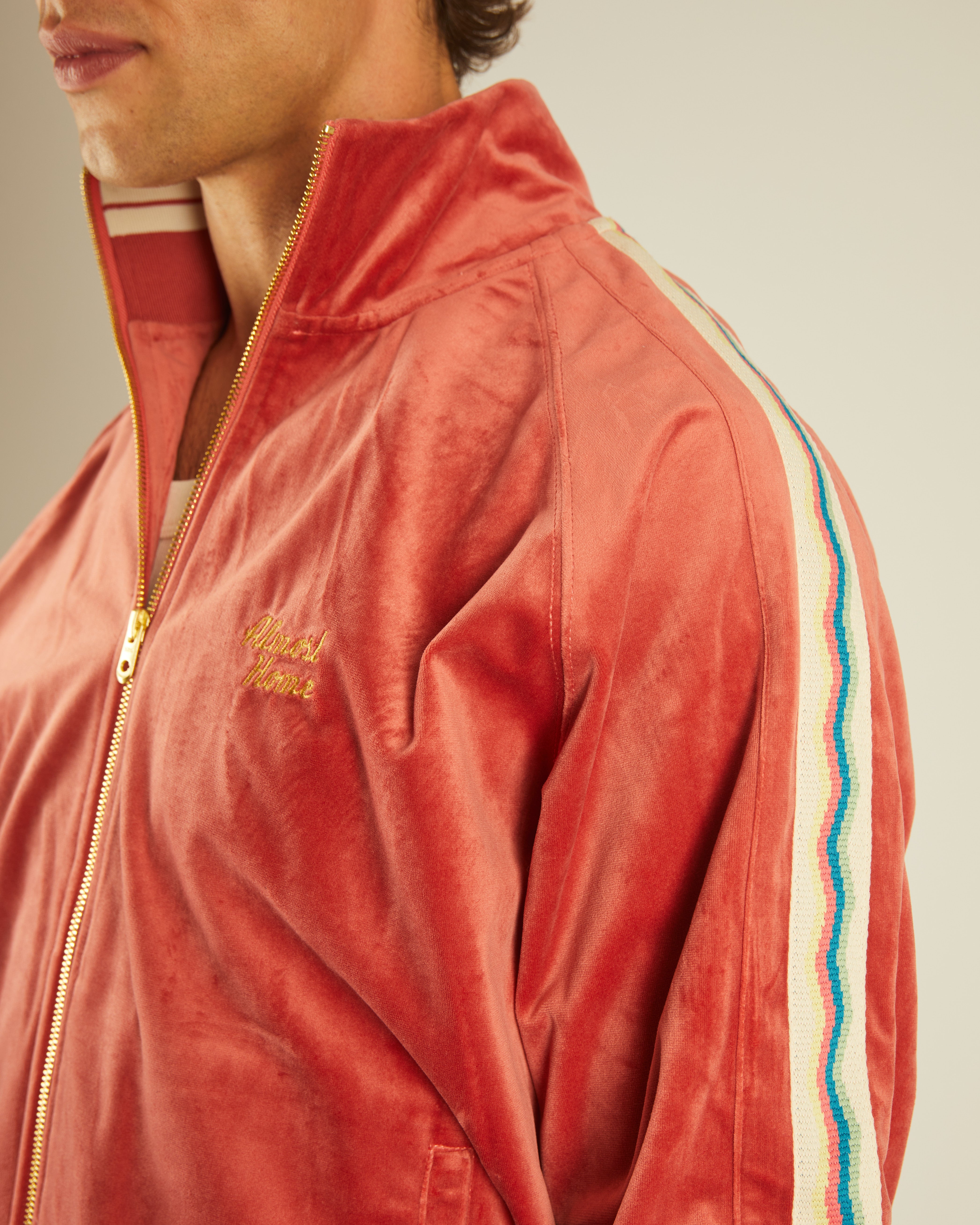 Velour Zipper Coral